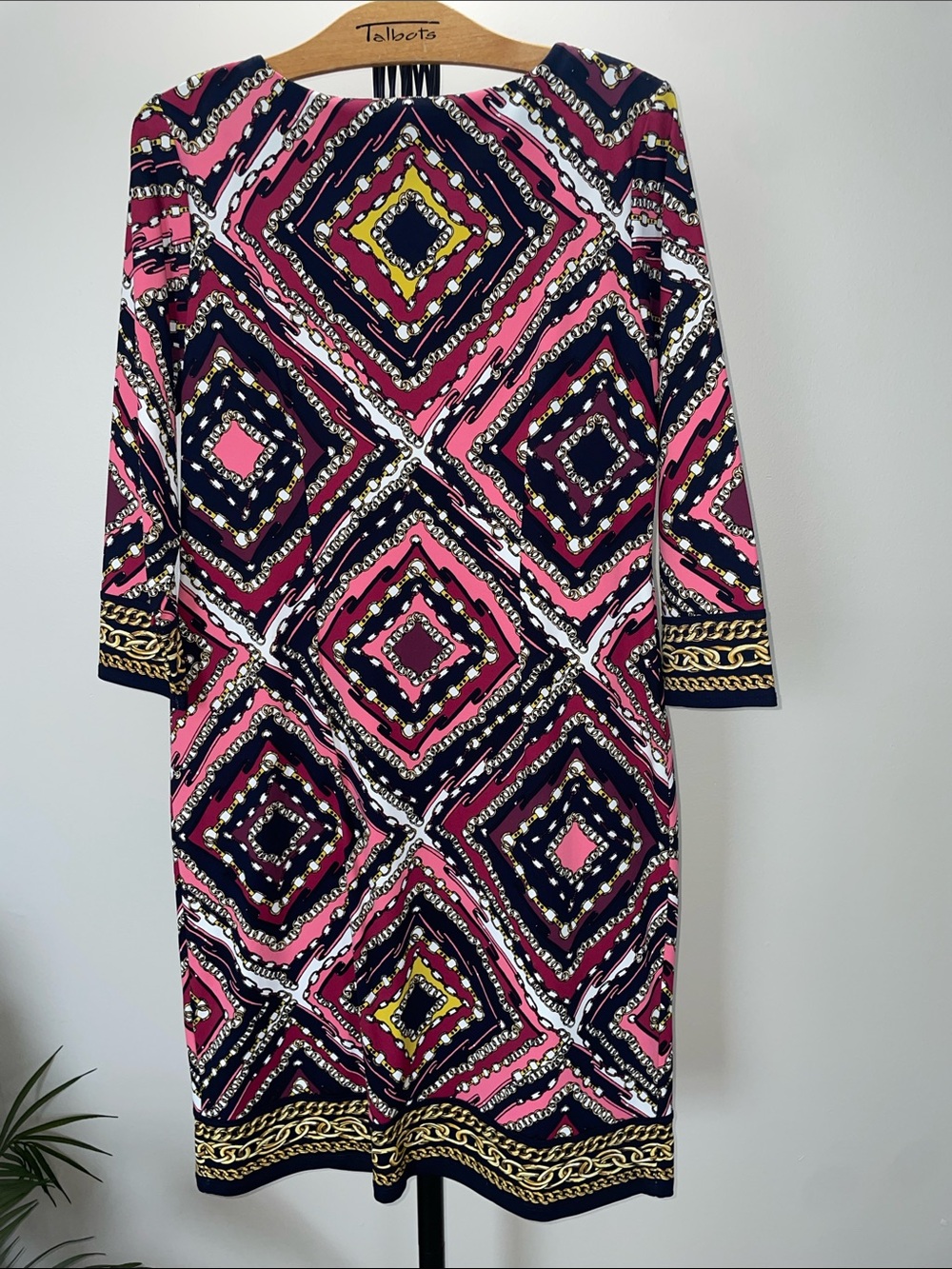 Talbots Pink, Navy & White Geometric Sheath Dress - Picture 4 of 5